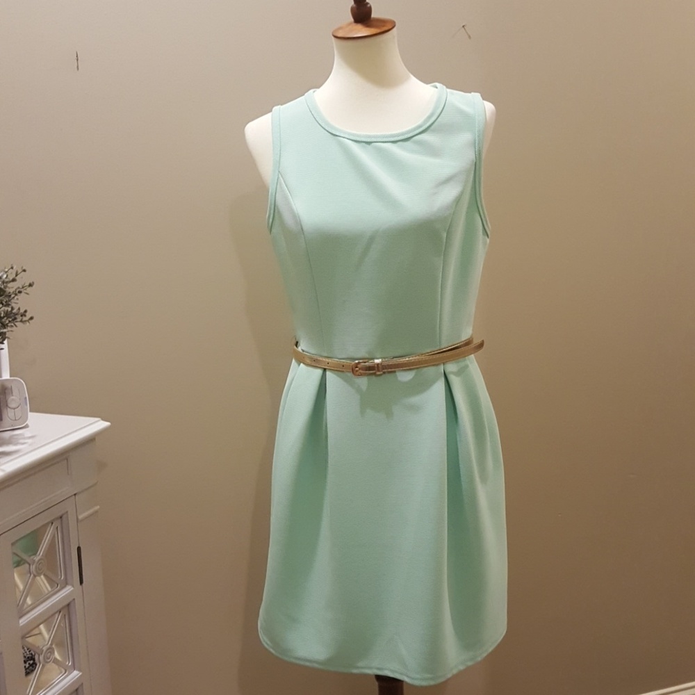 Beautiful aqua dress.
